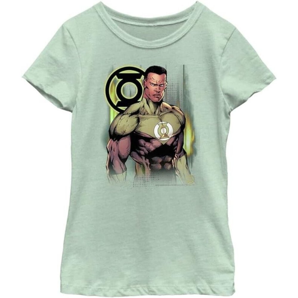 DC Comics Girl's Fierce Lantern T-Shirt, Mint, Small